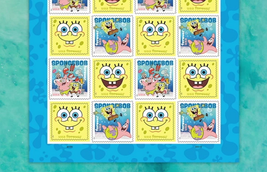2025 SpongeBob Squarepants Stamps, Sheetof 16