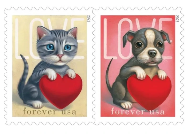 (2023) USPS Cat and Dog Love Forever Stamps
