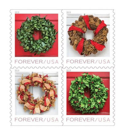 (2019) USPS Christmas Tradition Celebration Holiday Wreaths Forever Stamps